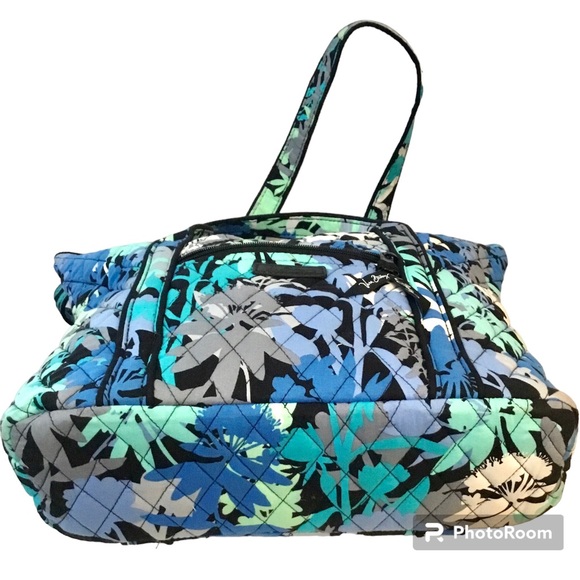 Vera Bradley Camofloral Mandy’s Blue Tote Shoulder Quilted Shopper Bag - Picture 7 of 11